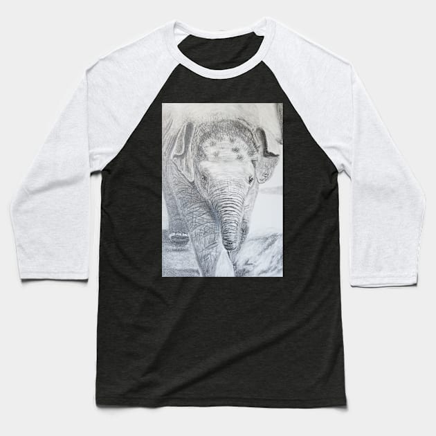 Baby Elephant Baseball T-Shirt by teenamarie23art